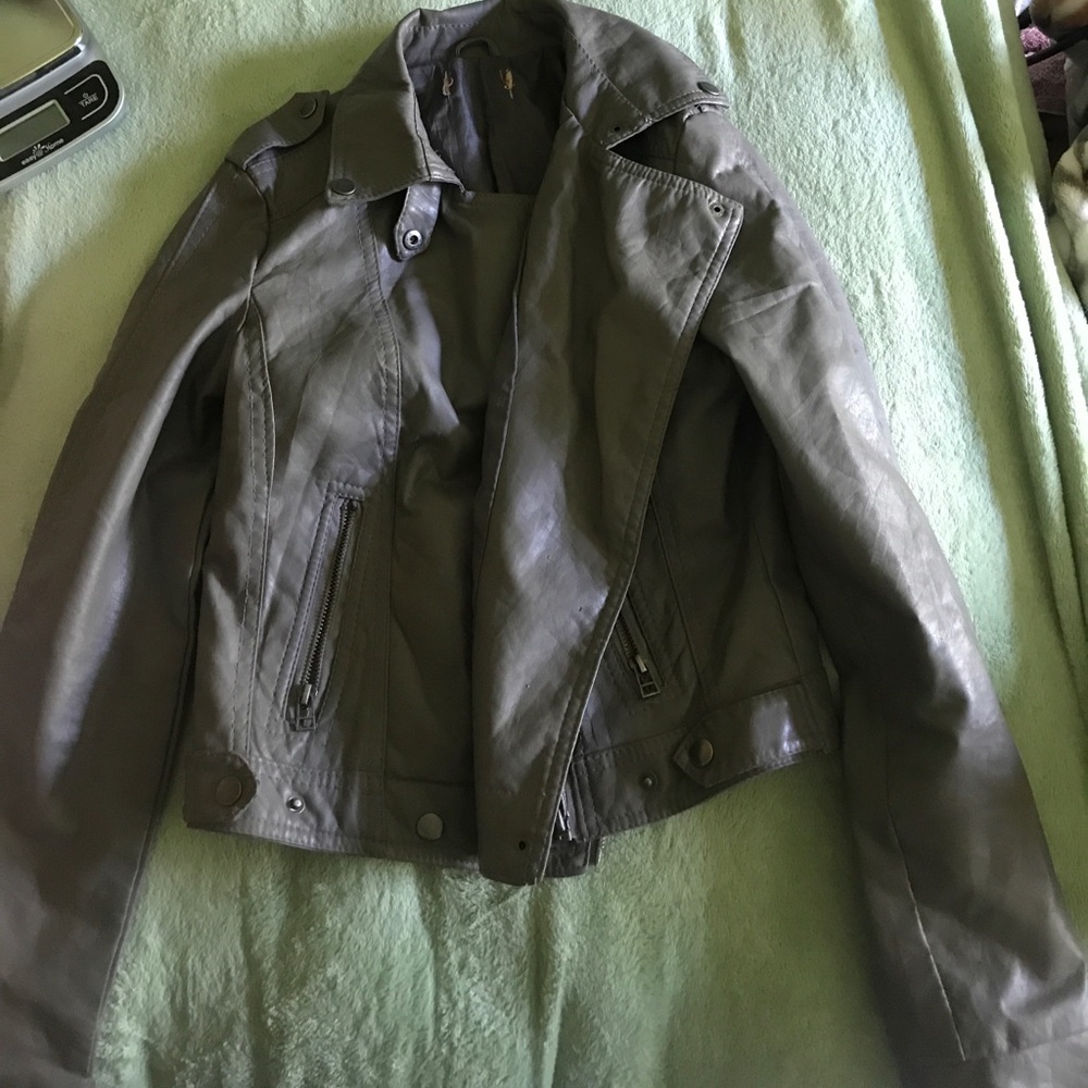 Gray leather jacket