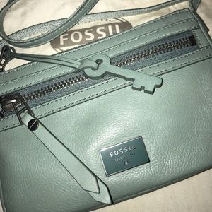 Fossil Dawson mini crossbody seafoam green leather