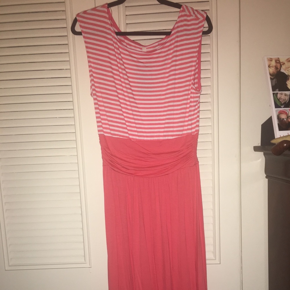 Gilli brand coral and white stripe midi dress