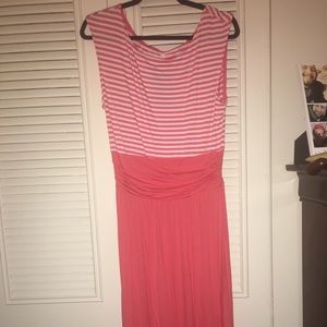 Gilli brand coral and white stripe midi dress