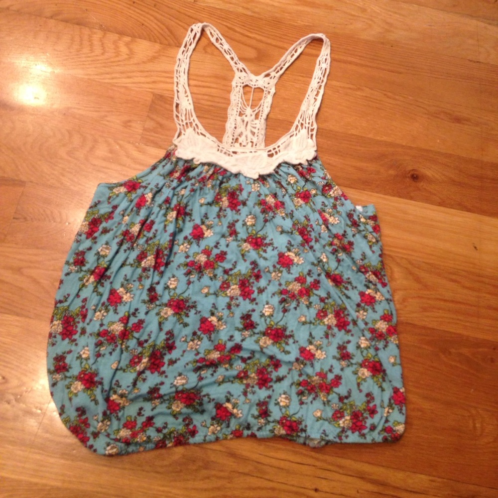 Blue floral tank top