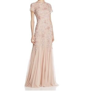 NWT Adrianna Papell Short Sleeve Beaded Gown