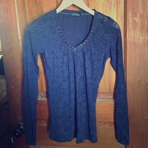 Cruel girl Small long sleeve western burnout shirt