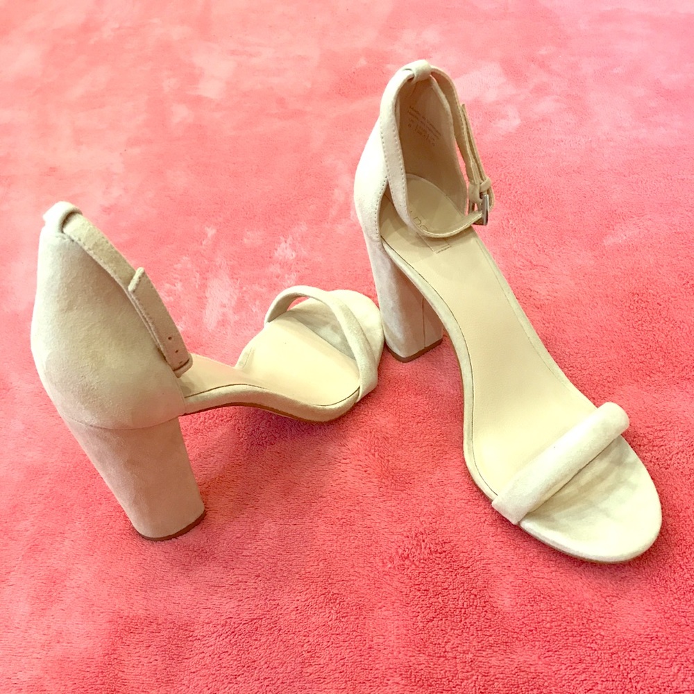 Aldo Nude Suede Block Heels