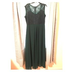 Emerald Green floor length lace top dress