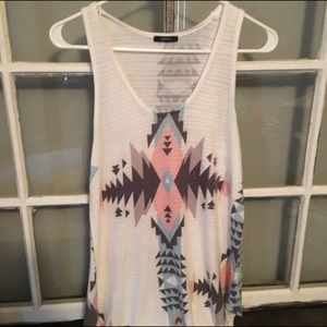 White Aztec tank top (tunic length)