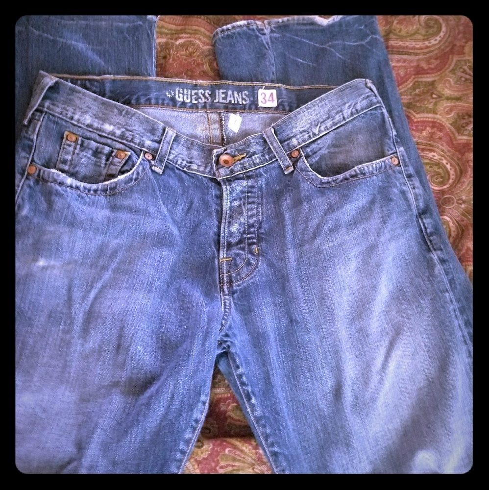 MENS GUESS JEANS REBAL STRAIGHT LOW RISE 34