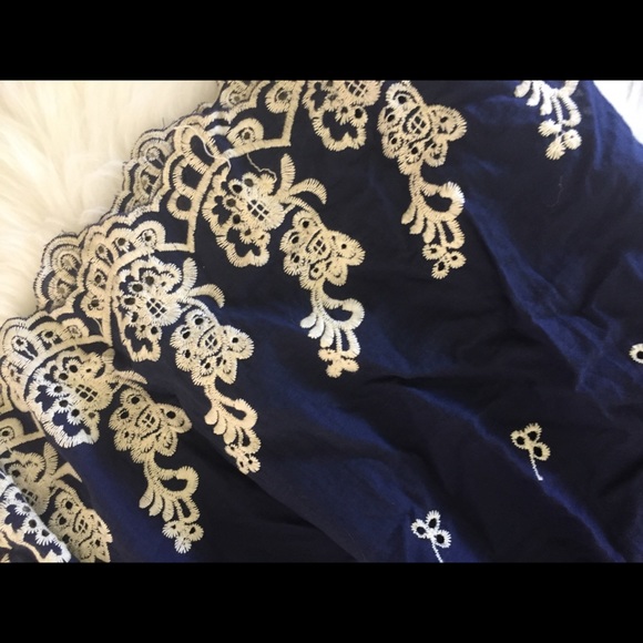 Navy Dress w/ Embroidered Flowers, size small - Picture 6 of 8