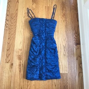 Blue strapless dress with middle design from BCBG
