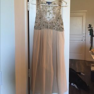 Anthropologie Cream Beaded Dress