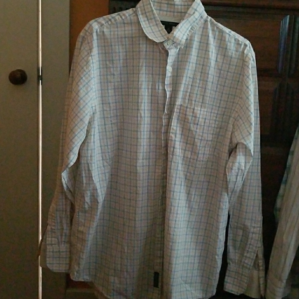 BANANA REPUBLIC MENS PLAID LONG SLEEVE SHIRT M