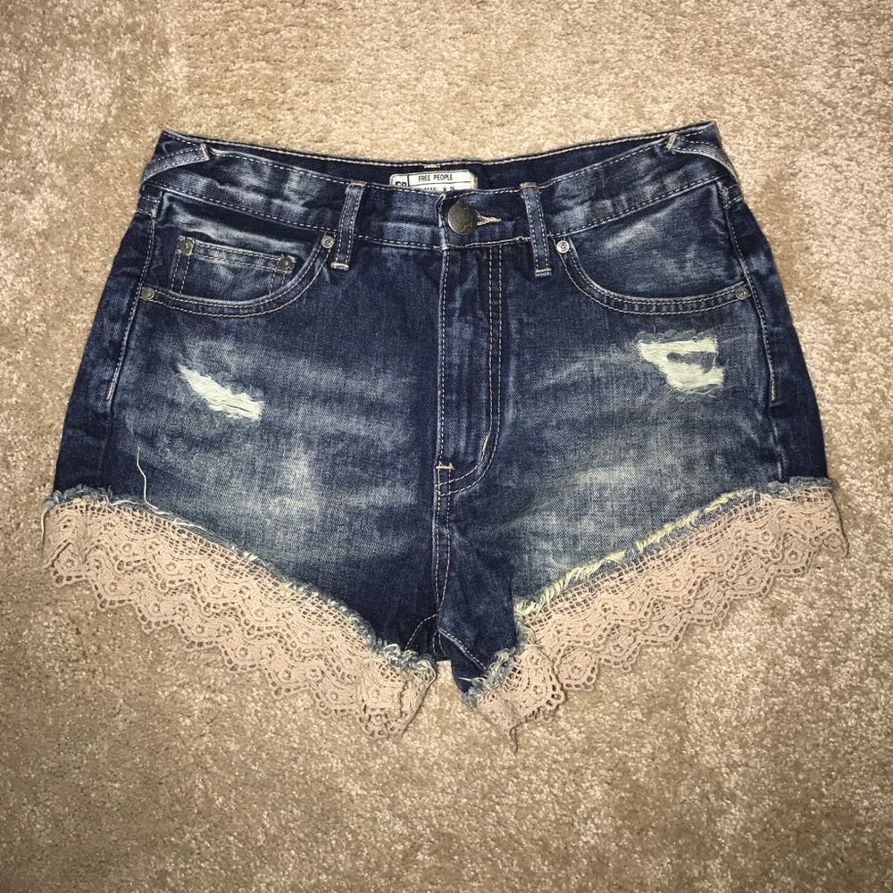 Free people Lace jean shorts