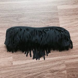 BLACK FRINGE BATHING SUIT TOP