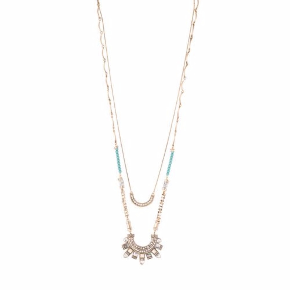 Gold Pave Half Burst Necklace - Picture 8 of 8