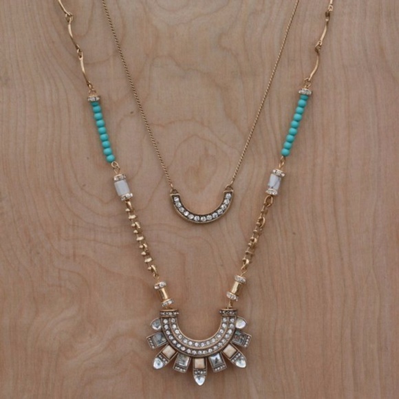 Gold Pave Half Burst Necklace - Picture 3 of 8