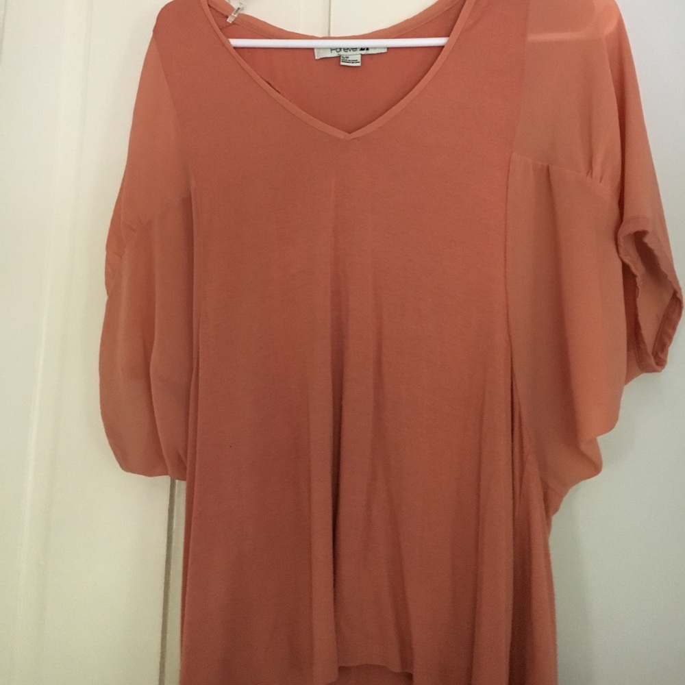 Orange sheer sleeve t-shirt