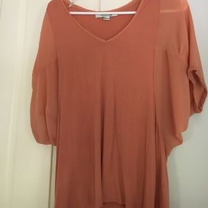 Orange sheer sleeve t-shirt