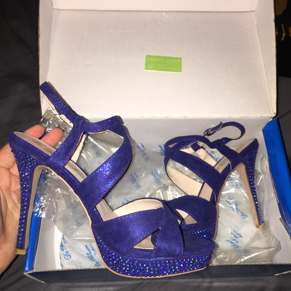 Royal Blue Pearl Suede high heels
