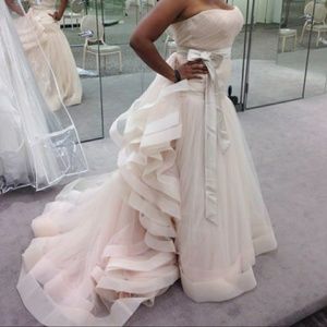Blush/TriColored Fit & Flare Wedding Gown VW351199