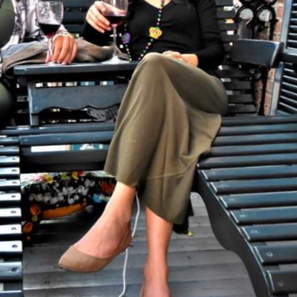 Long olive mermaid skirt. XS