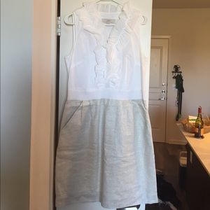 Ann Taylor Loft Tan and White Dress