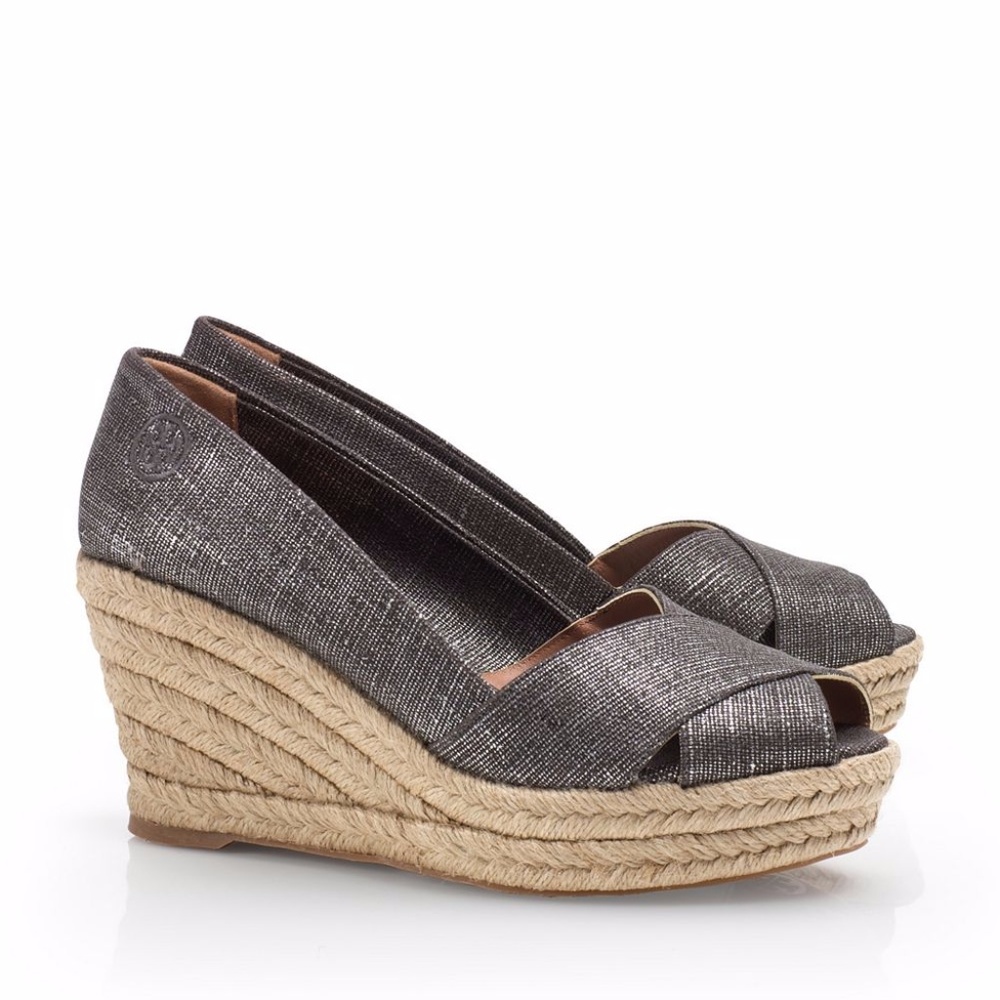 Tory Burch Fililpa Peep Toe Espadrilles Wedges