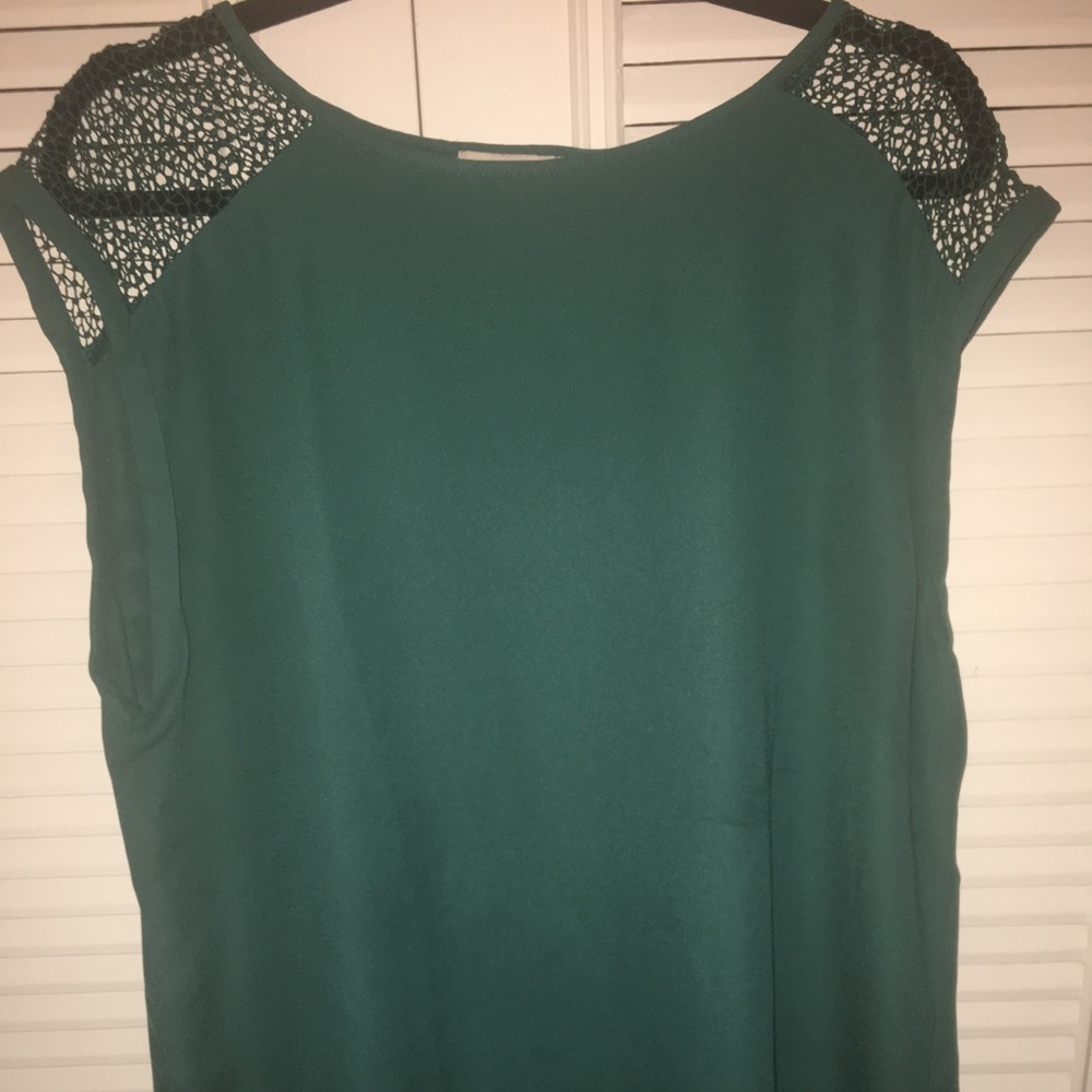 Loft Emerald Blouse with lacy trim