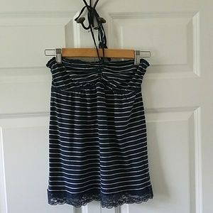 Strapless Striped Top with Halter String