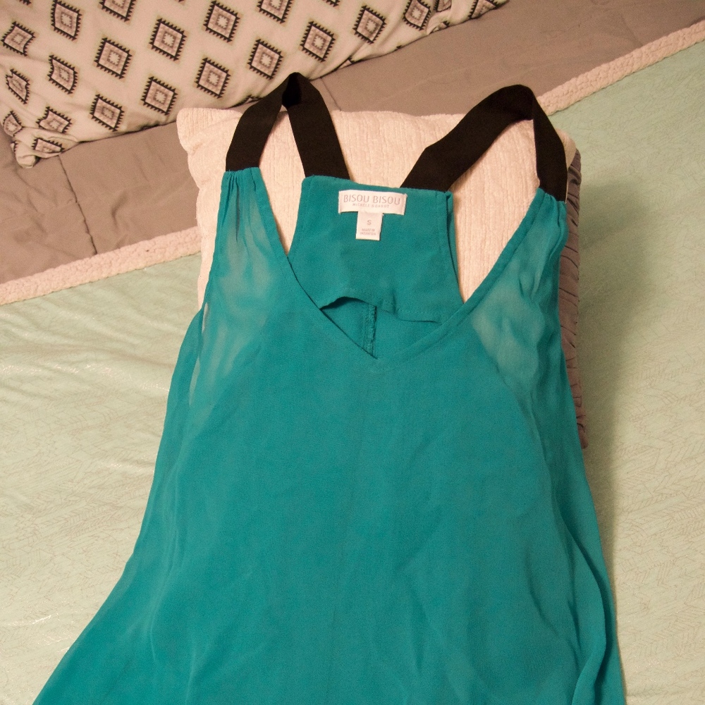 Sheer Teal Tank Top
