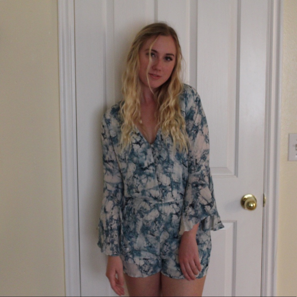 Marble blue and white romper!!