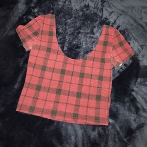 SCOOP NECK FOREVER 21 PLAID CROP TOP
