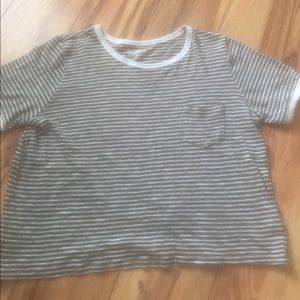 Green and white striped crop top