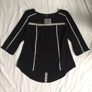 ALFANI 3/4 sleeve embroidered hi-lo blouse 10P