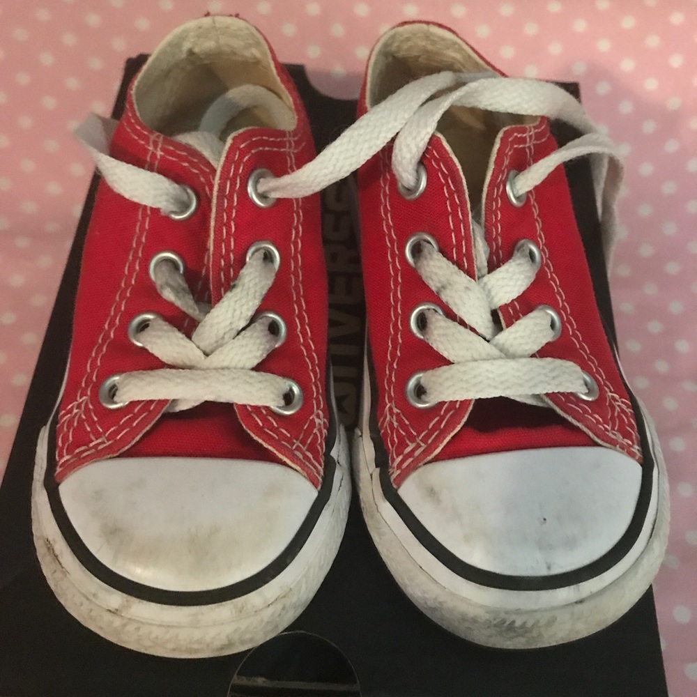 Red toddler girl converse tennis shoes