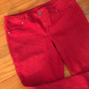 Red jeggings! Large, shirt length