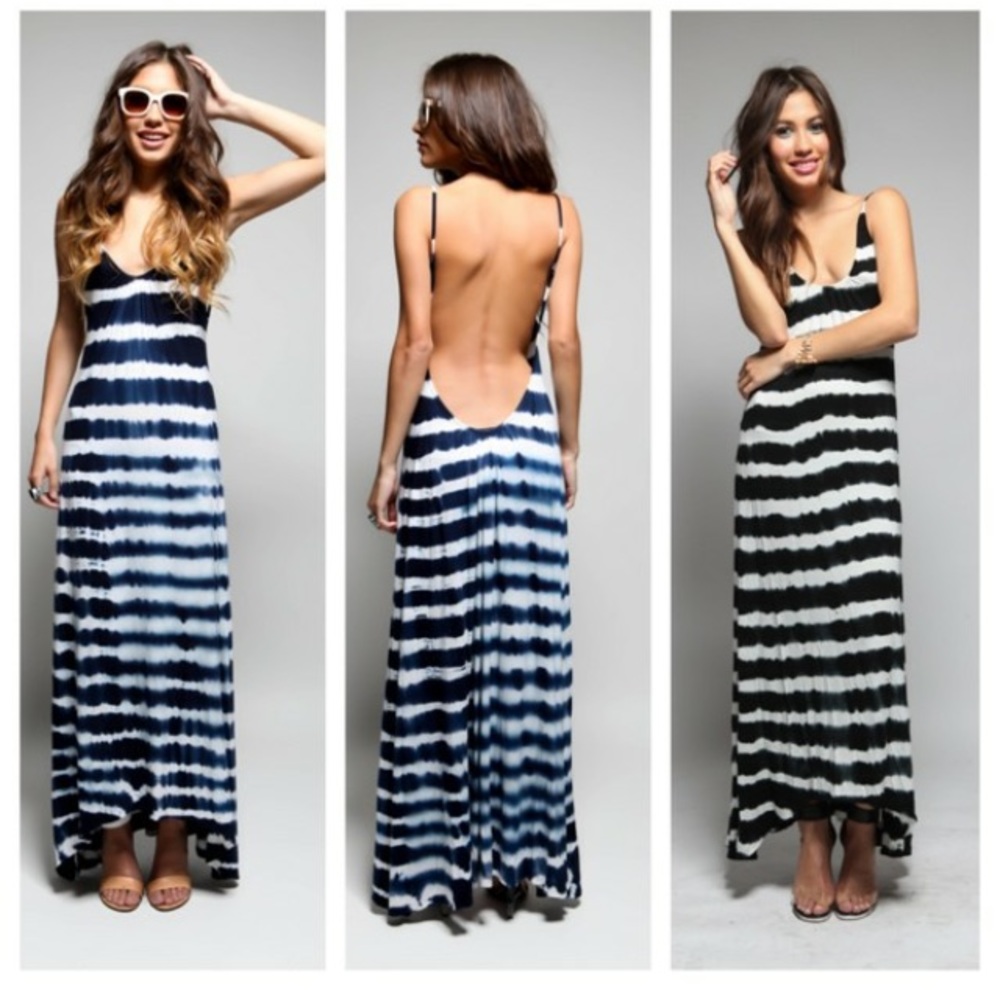 Backless tie-dye maxi