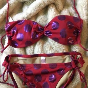 Victoria's Secret Maroon and Polka Dot swimsuit