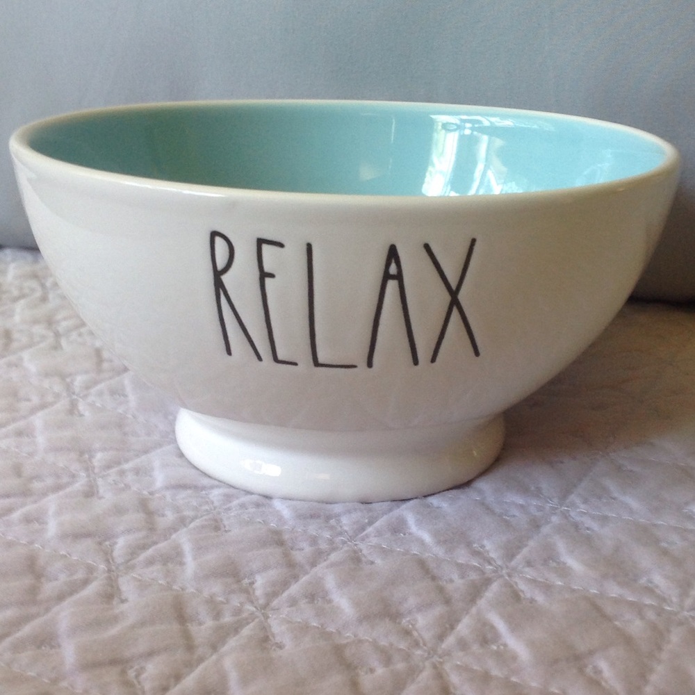 Rae Dunn Relax Bowl with Teal Interior