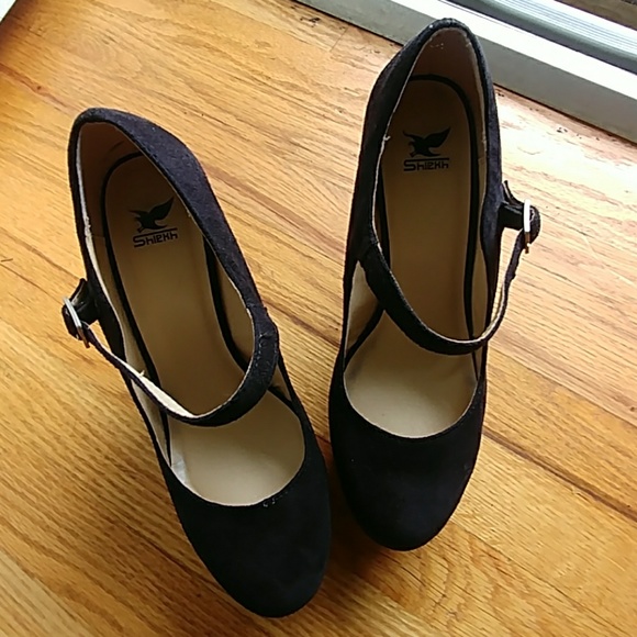 ๐๐ฅHP๐ฏ๐ SHIEKH FAUX SUEDE BLACK WEDGES SIZE 10 - Picture 2 of 8