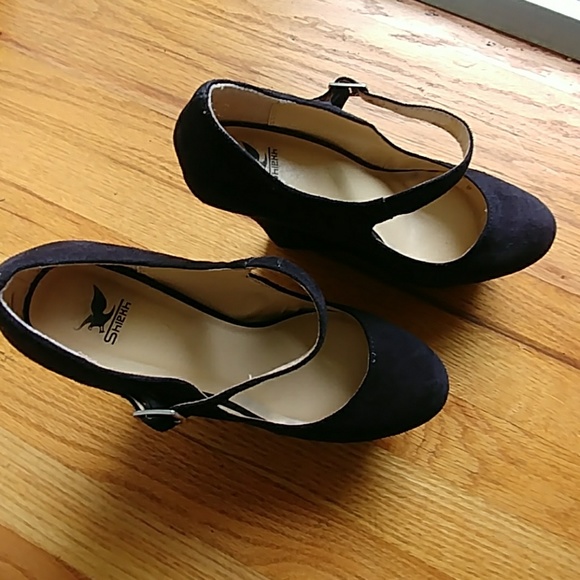 ๐๐ฅHP๐ฏ๐ SHIEKH FAUX SUEDE BLACK WEDGES SIZE 10 - Picture 3 of 8