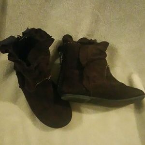Brown toddler girl brown booties boots size 9