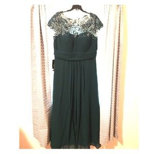 Floor length Emerald green dress with lace top