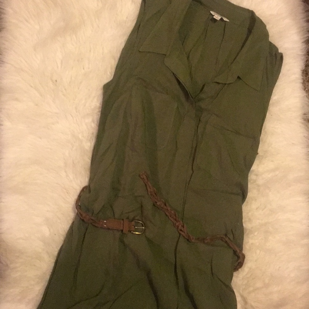Green belted dress