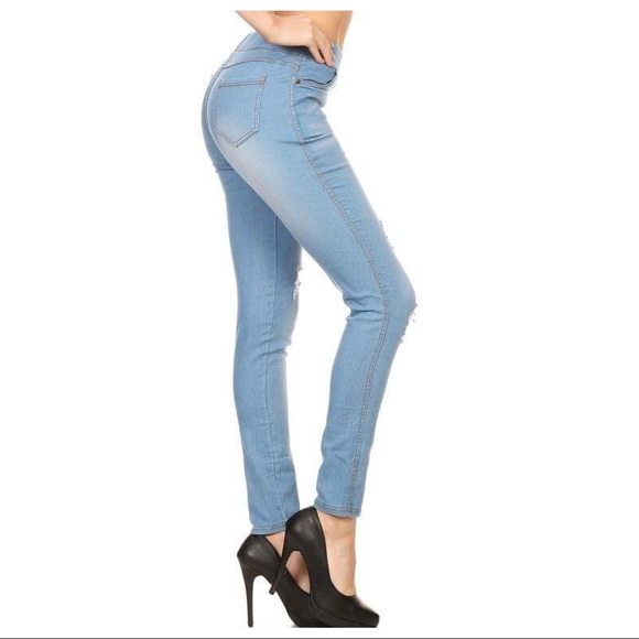 Skinny Distressed Denim jeggings - Picture 2 of 2