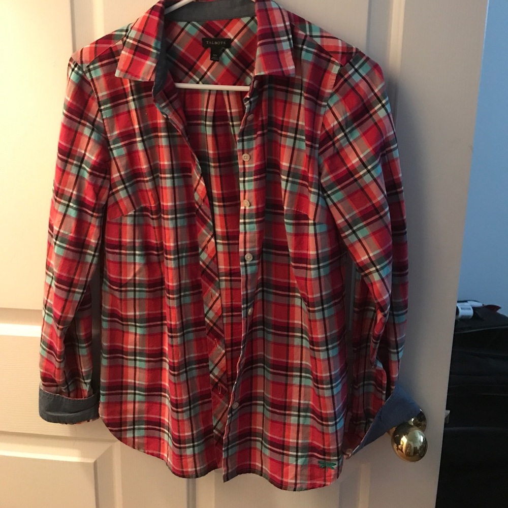 A plaid button down shirt