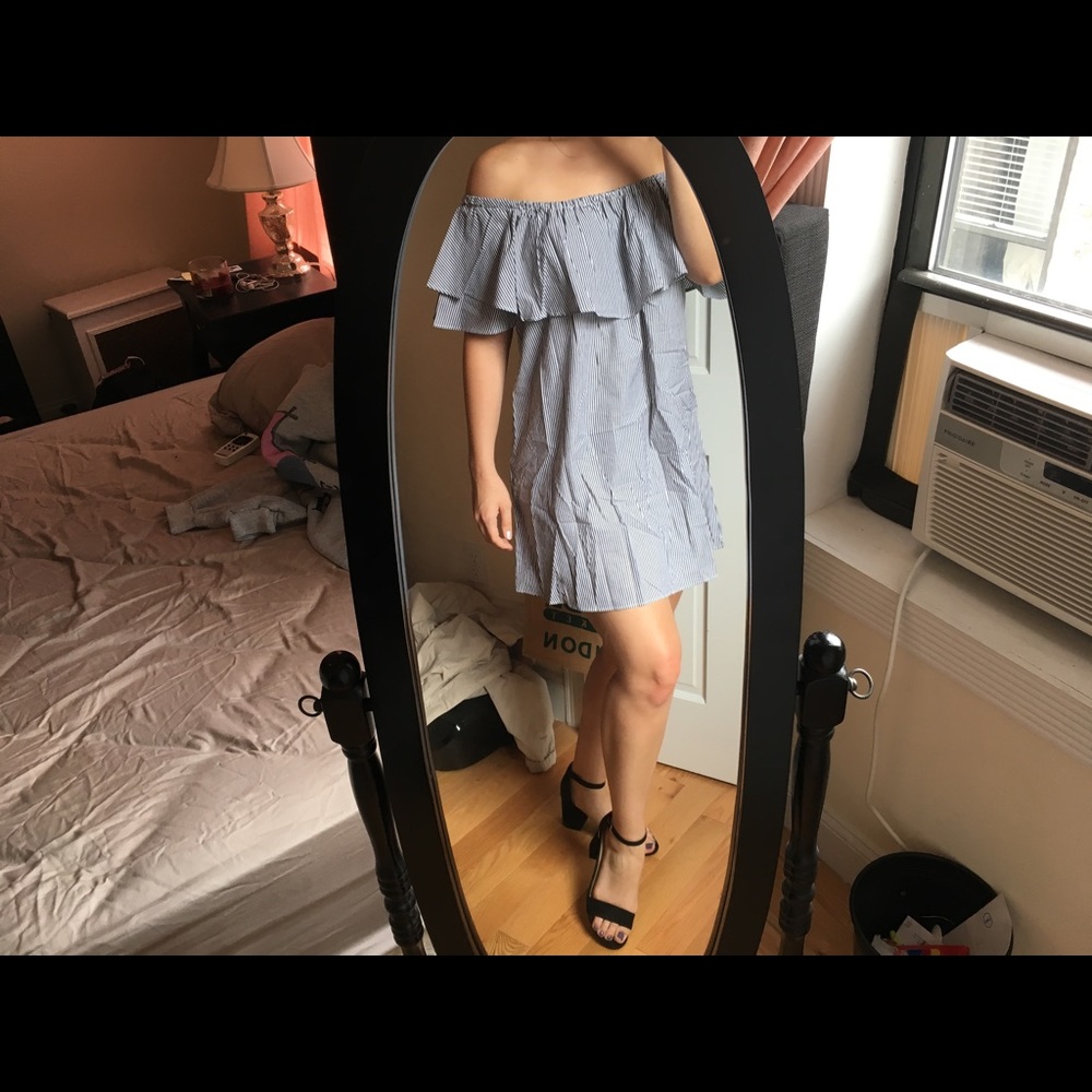 Striped off shoulder dress!