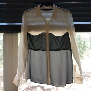 ZARA black & off-white blouse
