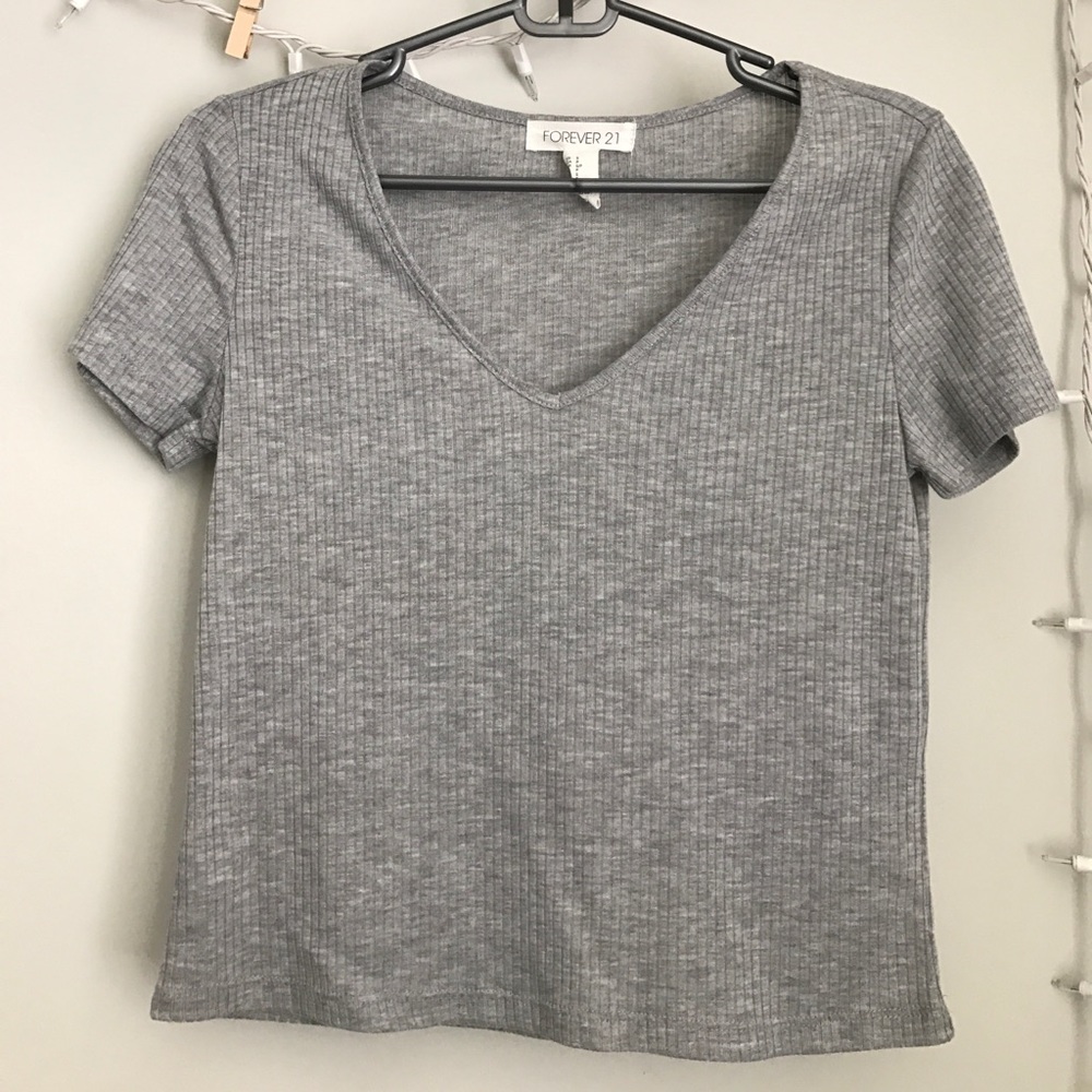 Grey Ribbed Tee