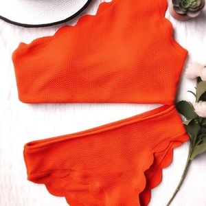 Two piece one strap bathing suit