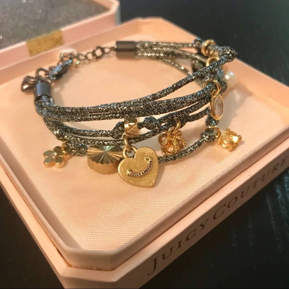 Vintage JUICY COUTURE Metallic Multi Charm Bracelet with box!